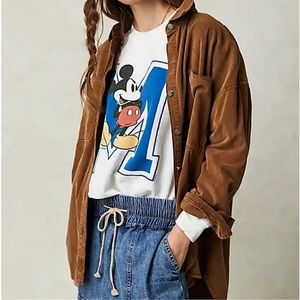 NEW Free People Baby Cord Button Down Shirt